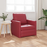 vidaXL Golvfåtöljsäng 2-i-1 Vinröd 74x77x81 cm Konstläder