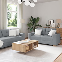 vidaXL Soffa 3 st Ljusgrå Linnenblandad tyg