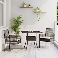 vidaXL Trädgårdsmöbelset 3 pcs Brun konstrotting