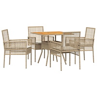 vidaXL 5-delat trädgårdsmöbelset med kuddar Beige Poly rotting