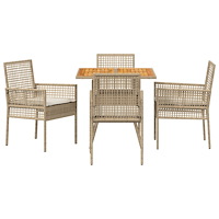 vidaXL 5-delat trädgårdsmöbelset med kuddar Beige Poly rotting