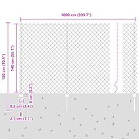 vidaXL Kedjestaket med 10 U-stolpar Grön 1.4x10 m Stål