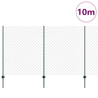 vidaXL Kedjestaket med 10 U-stolpar Grön 1.4x10 m Stål