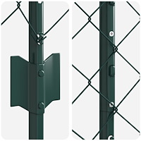vidaXL Kedjestaket med 10 U-stolpar Grön 1.4x10 m Stål