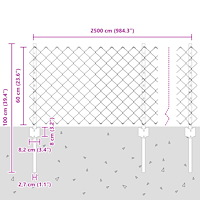 vidaXL Kedjefäste med 22 U-stolpar Grön 0.6x25 m Stål