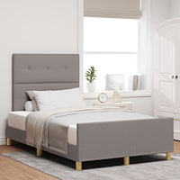 vidaXL Sängram med huvudgavel Taupe 120 x 190 cm tyg