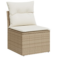 vidaXL 7-delat trädgårdssoffset med dynor beige poly rattan