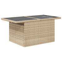 vidaXL 7-delat trädgårdssoffset med dynor beige poly rattan