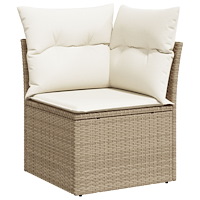 vidaXL 7-delat trädgårdssoffset med dynor beige poly rattan