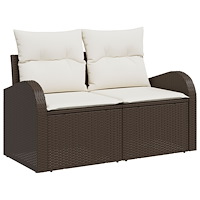 vidaXL 9-delat Trädgårdssoffset med Kuddar Brun Poly Rattan