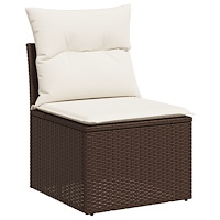 vidaXL 9-delat Trädgårdssoffset med Kuddar Brun Poly Rattan