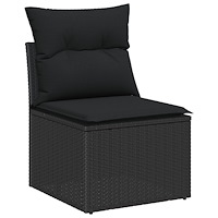 vidaXL 7-delat trädgårdsoffaset med kuddar Svart Poly Rattan