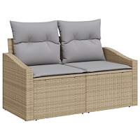 vidaXL 8-delat trädgårdmatsalsset med kuddar Beige Poly Rottning Akacia