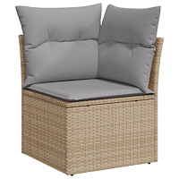 vidaXL 8-delat trädgårdmatsalsset med kuddar Beige Poly Rottning Akacia