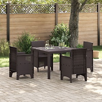 vidaXL 5-delat trädgårdsmöbelset Brun Poly Rattan