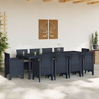 vidaXL 11-delars Trädgårdsmöbelset med Kuddar Antracit Poly Rattan