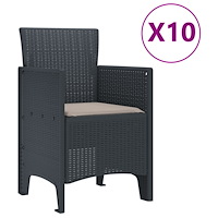 vidaXL 11-delars Trädgårdsmöbelset med Kuddar Antracit Poly Rattan