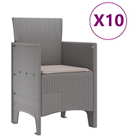 vidaXL 11 Delar Trädgårdsmatsal med Kuddar Ljus Grå Poly Rattan