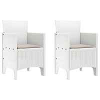 vidaXL 3 Delat Trädgårdsmöbelset med Kuddar Vitt Poly Rattan