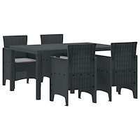 vidaXL 5 Delars Trädgårdsmöbel Set med Kuddar Anthracite Poly Rattan