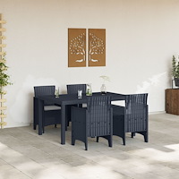 vidaXL 5 Delars Trädgårdsmöbel Set med Kuddar Anthracite Poly Rattan