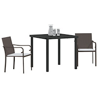 vidaXL 3-delat Ute-Matsats med Kuddar - Brun Konstrotting