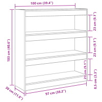 vidaXL Bokhylla/rumsavdelare rustikt trä 100x30x103cm konstruerat trä