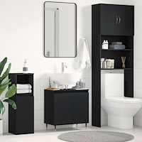 vidaXL Diskbänkskåp med dörr Svart Ek 58 x 33 x 60 cm Konstruerat trä
