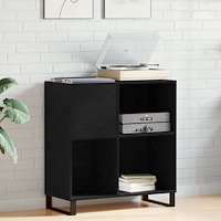 vidaXL Skåp för vinylskivor svart ek 84,5x38x89 cm konstruerat trä