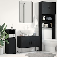 vidaXL Tvättställ för badrum svart Ek 80x33x60 cm konstruerat trä