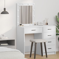 vidaXL Sminkbord med LED-lampor vit 50x41x135 cm