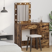 vidaXL Sminkbord med LED-lampor rökt ek 50x41x135 cm