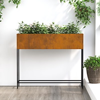 vidaXL Upphöjd planteringslåda för utomhus 100x26x82 cm väderbest.stål