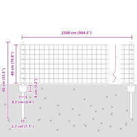 vidaXL Euro Stängsel med 11 U-pinnar Grön 0,4x25 m Stål