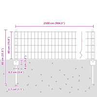 vidaXL Euro Staket med 11 U-stolpar Grön 0,4x25 m Stål