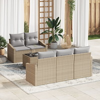 vidaXL Trädgårdsoffset med kudde 6 pcs Beige, grå 55 x 55 x 37 cm