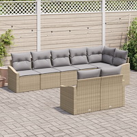 vidaXL Trädgårdsmöbelset med kudde med lagring 8 pcs Beige, ljusgrå