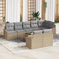 vidaXL Trädgårdsmöbelset med kudde med lagring 9 pcs Beige, ljusgrå