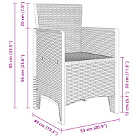 vidaXL 7 Delar Trädgårds Matgrupp Vit Poly Rattan