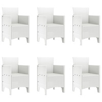 vidaXL 7 Delar Trädgårds Matgrupp Vit Poly Rattan