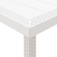vidaXL 7 Delar Trädgårds Matgrupp Vit Poly Rattan