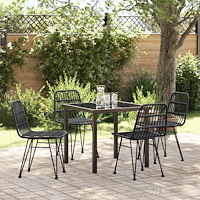 vidaXL Trädgårdsmöbelset 5 pcs Svart Pulverlackerat stål