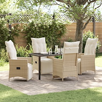 vidaXL Trädgårdsmöbelset med kudde 5 pcs Beige Poly rattan