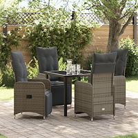 vidaXL 5-delat Trädgårds Matsätt med Kuddar Beige Poly Rattan