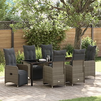 vidaXL 7 Delars Trädgårdsset med Dynor Beige Poly Rattan