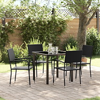 vidaXL Trädgårdsmöbelset 5 pcs Svart Poly rattan