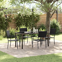 vidaXL Trädgårdsmöbelset med kudde 5 pcs Svart konstrotting