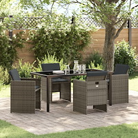 vidaXL Trädgårdsmöbelset med kudde 5 pcs Grå Poly rattan
