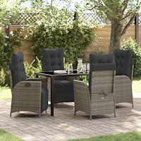 vidaXL 5 Delars Trädgårds Dinner Set Grå Poly Rattan