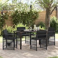 vidaXL Trädgårdsmöbelset 5 pcs Svart konstrotting